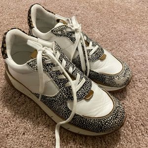 Kickoff Trainer Sneakers in Leather and Spot Mix Calf Hair